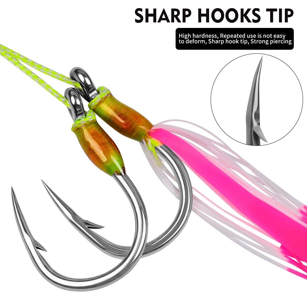 Proberos anzuelos de asistencia doble para jigging con falda de silicona - imagen 2