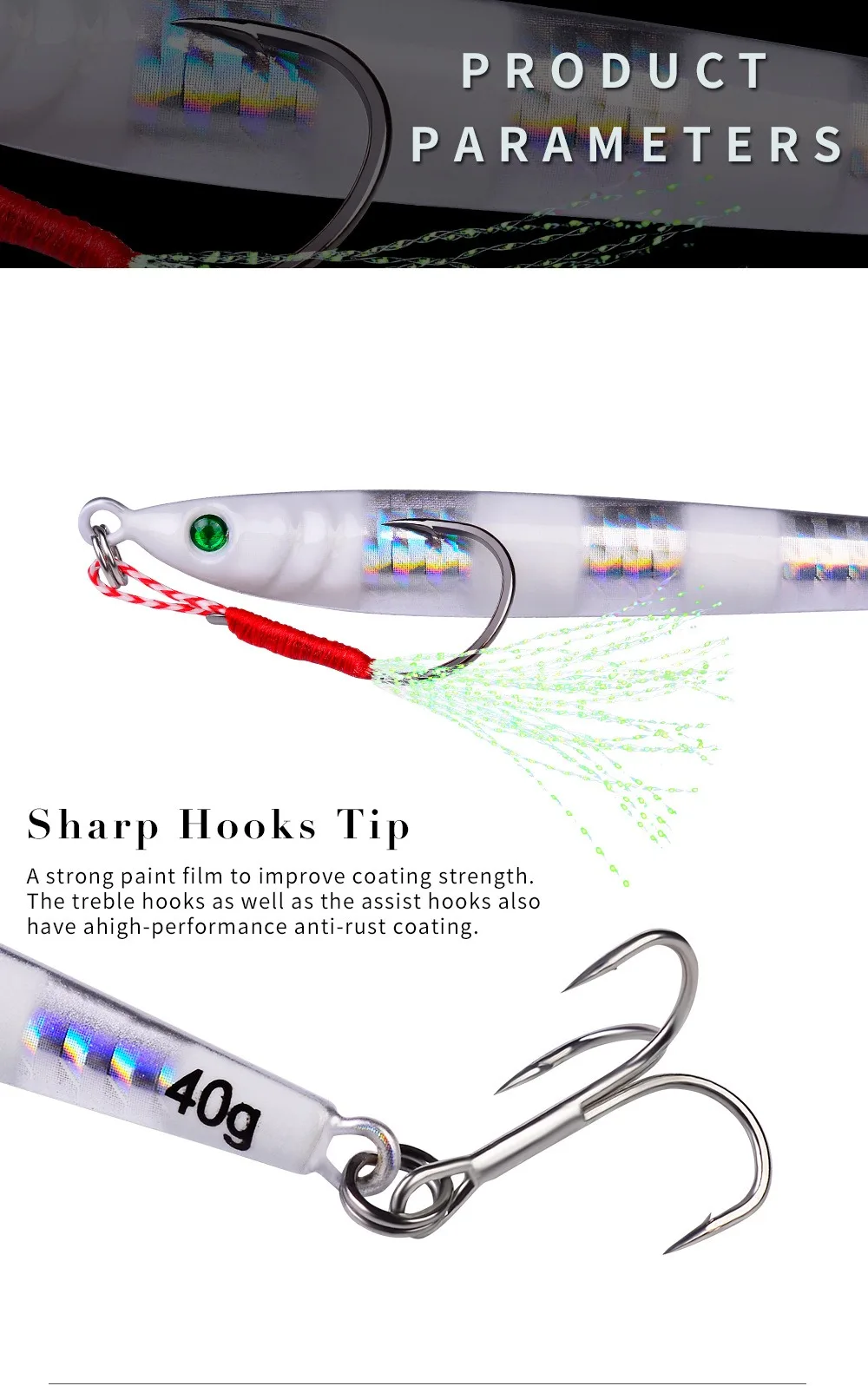 Jig de pesca de mar y acabado metálico