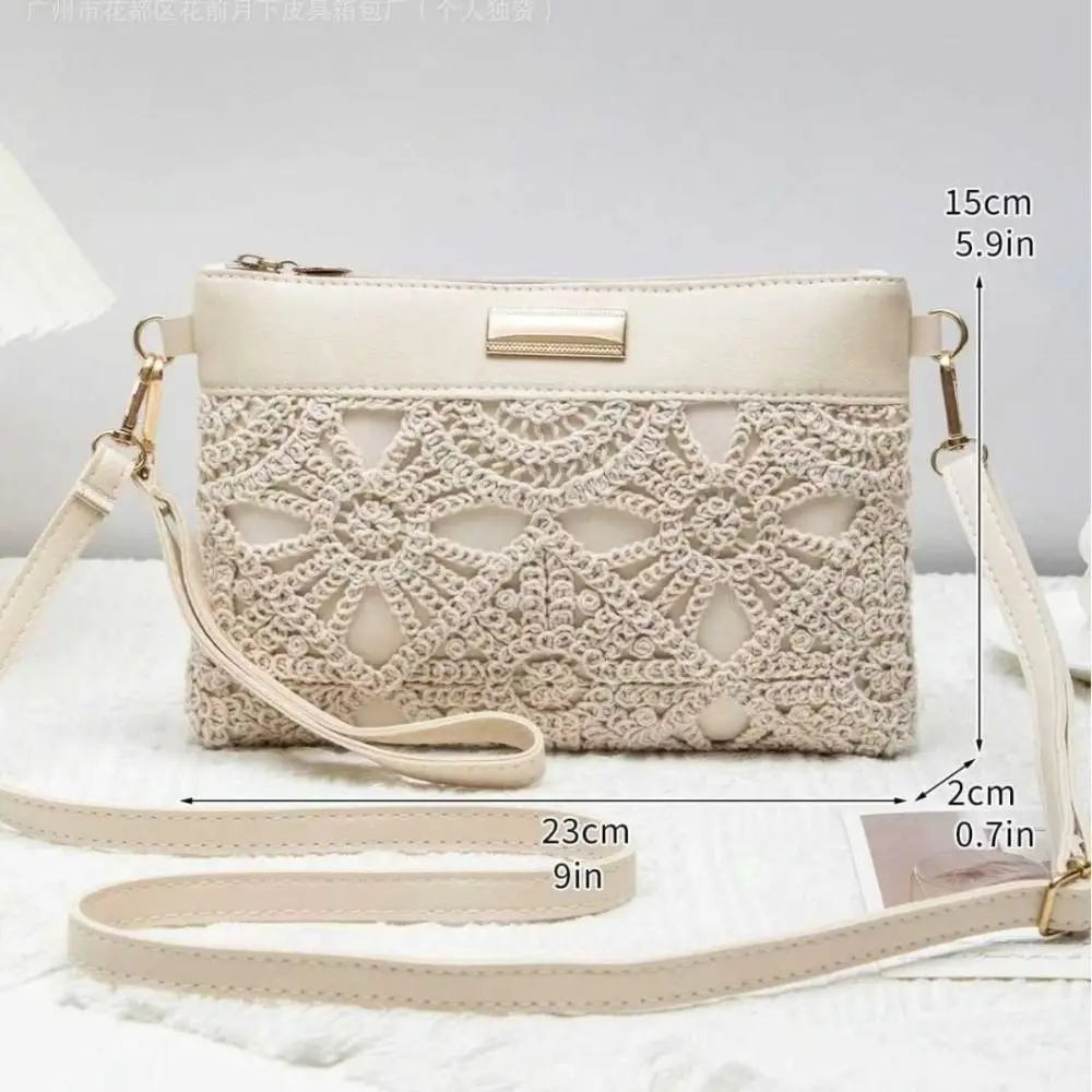 Bolso de playa bohemio calado con encaje y bandolera de cremallera - imagen 5