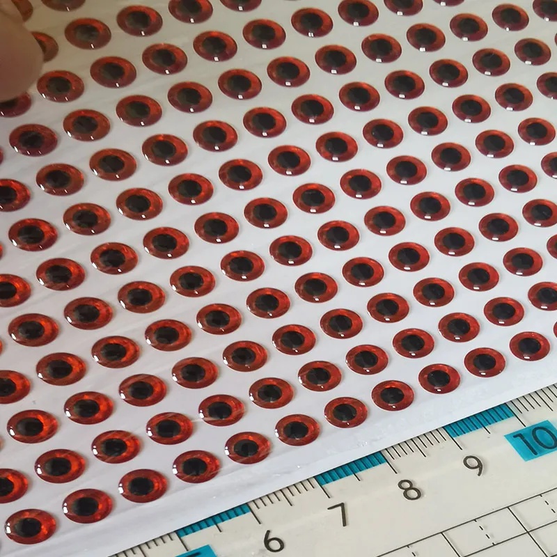 Ojos de pez rojos para señuelos de pesca en tamaño 6 mm
