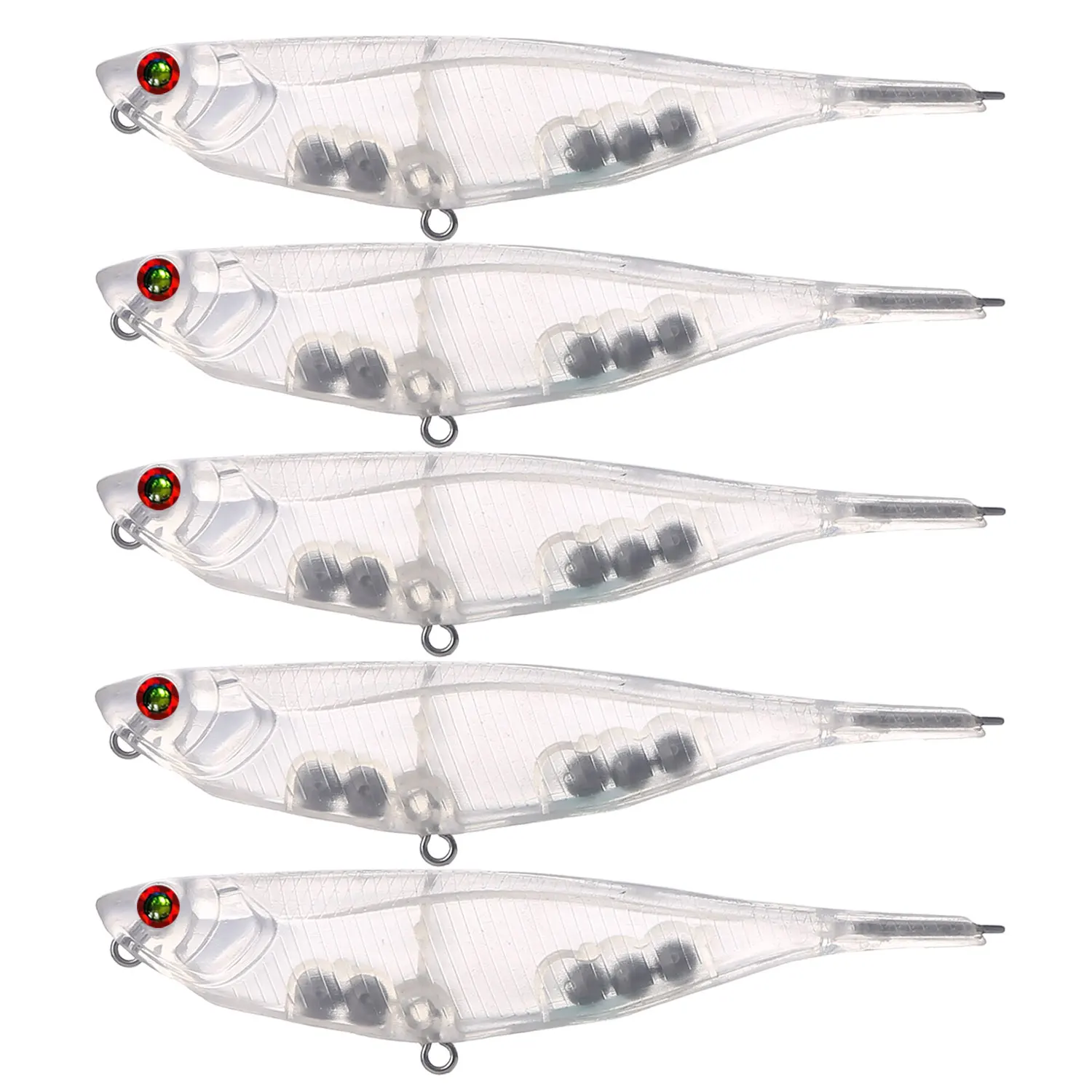 Señuelos en blanco transparentes con interior