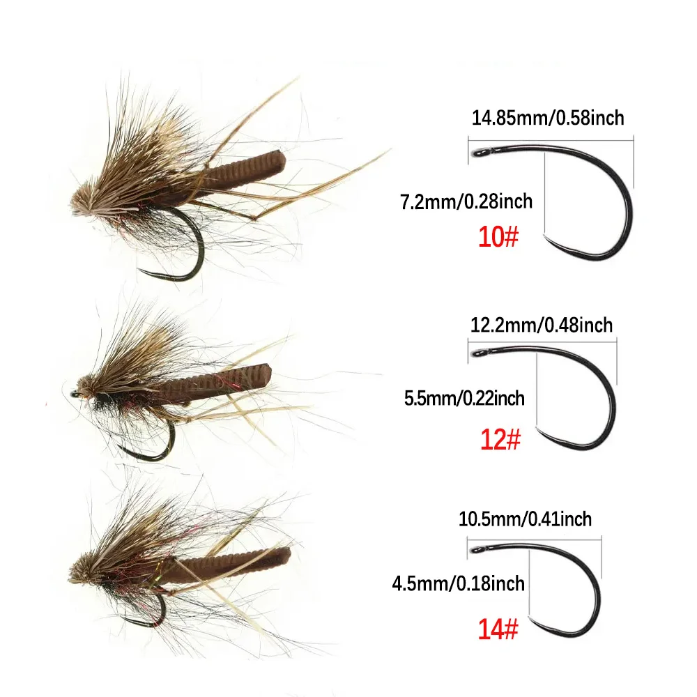ICERIO Caddis mosca en diferentes tamaños y colores