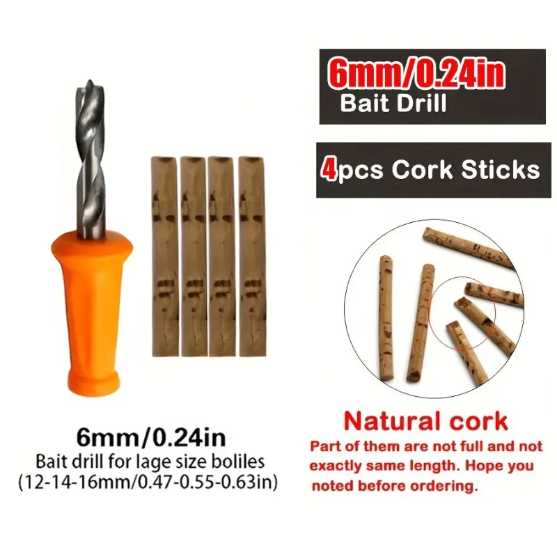 Señuelos de carpa naranja – brocas 6‑8 mm con mango madera