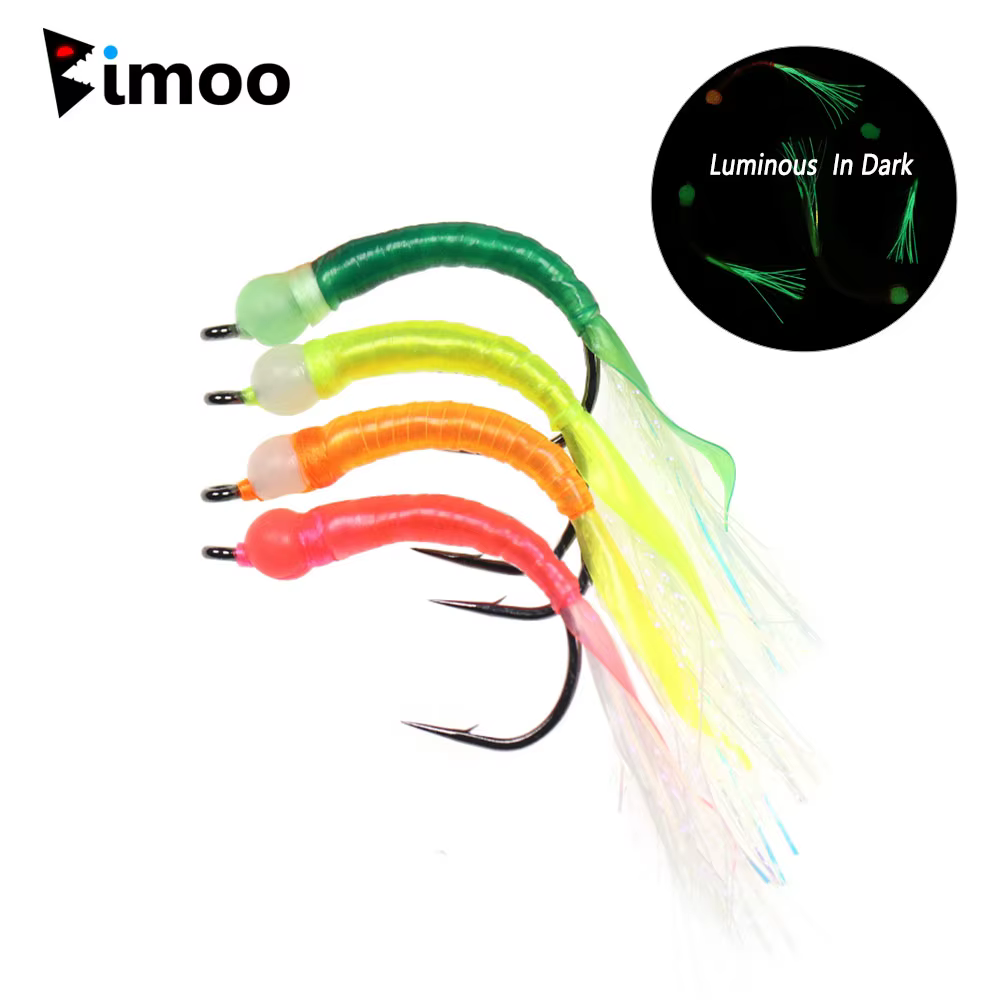 Bimoo Vinilo Luminescente Hundimiento Rápido Big Worm Leech Streamer
