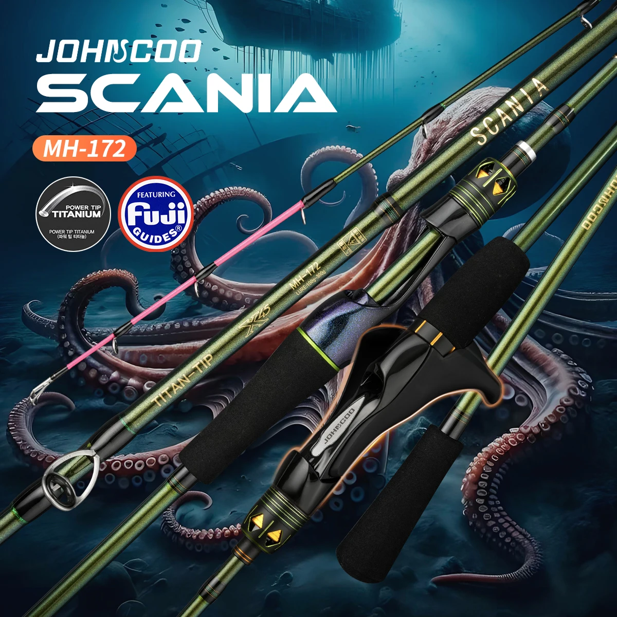 Johncoo MH caña pulpo – Anillos Fuji y agarre pistola ligera