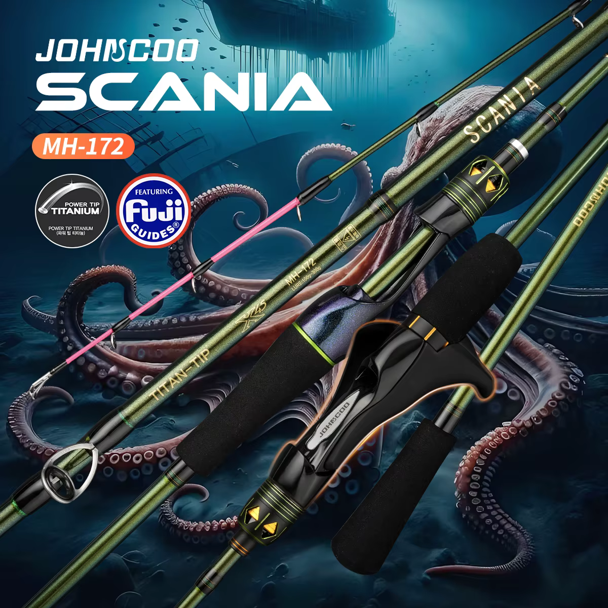Johncoo MH caña pulpo – Anillos Fuji y agarre pistola ligera