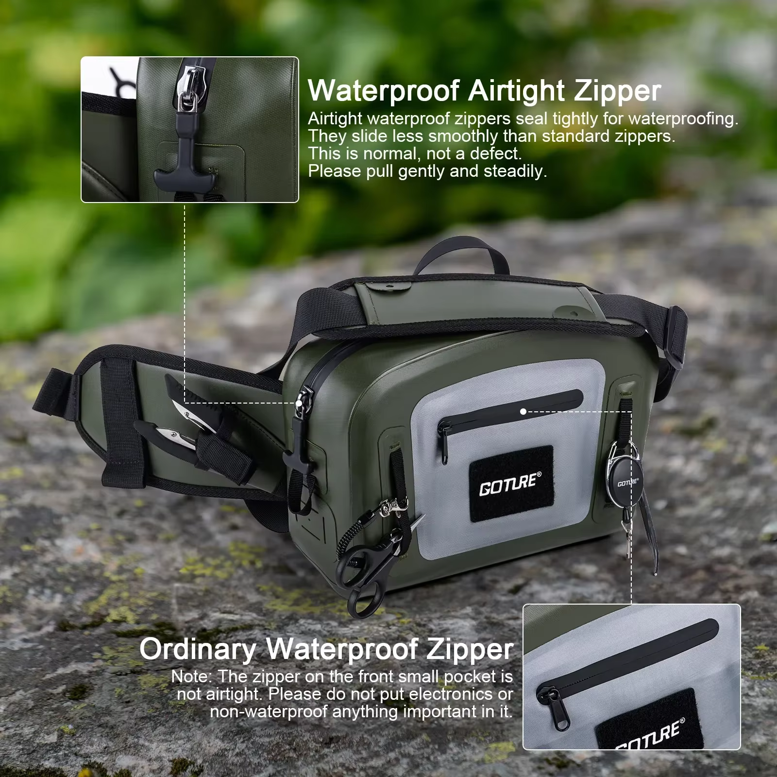 Bolsa de pesca Goture en contexto de uso exterior