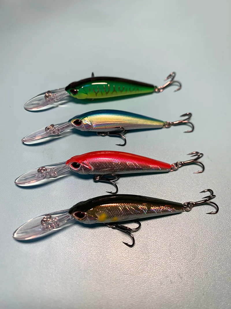 Cebos Testar Minnow mostrando detalle del acabado láser y ojos 3D