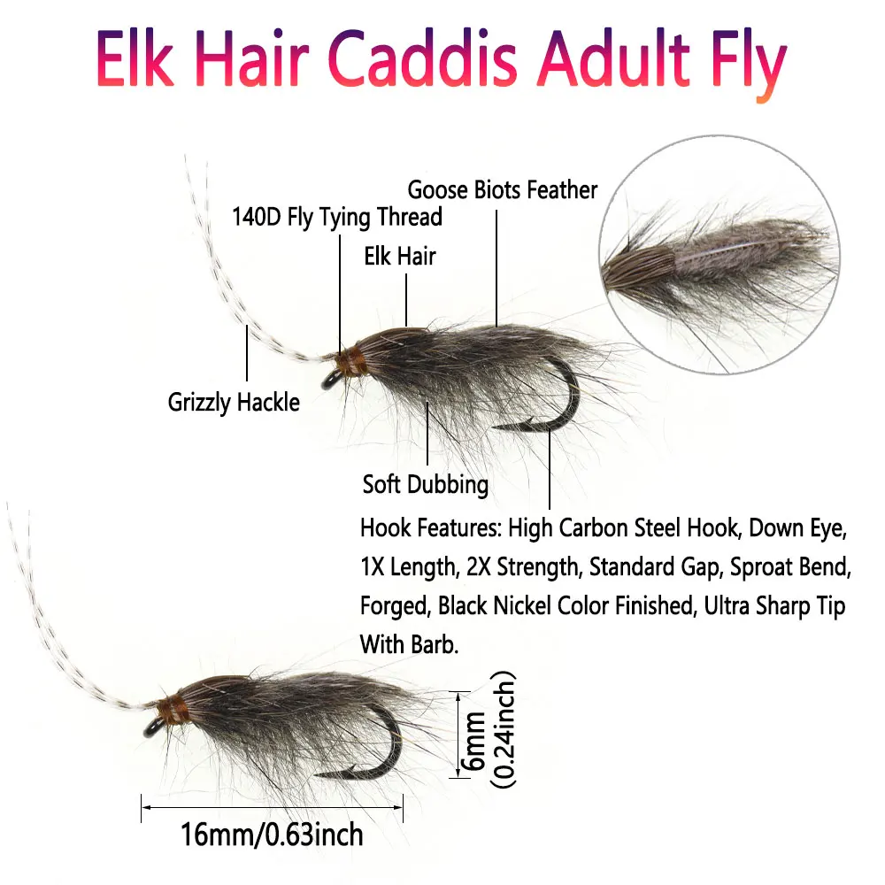 Mosca seca tipo Caddis flotante pelo de alce para trucha y gris - imagen 2