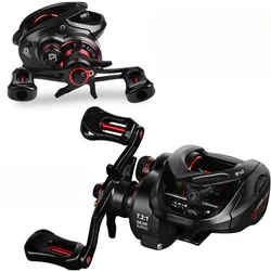 Carrete Baitcasting de lanzado largo con freno y manivela metálica