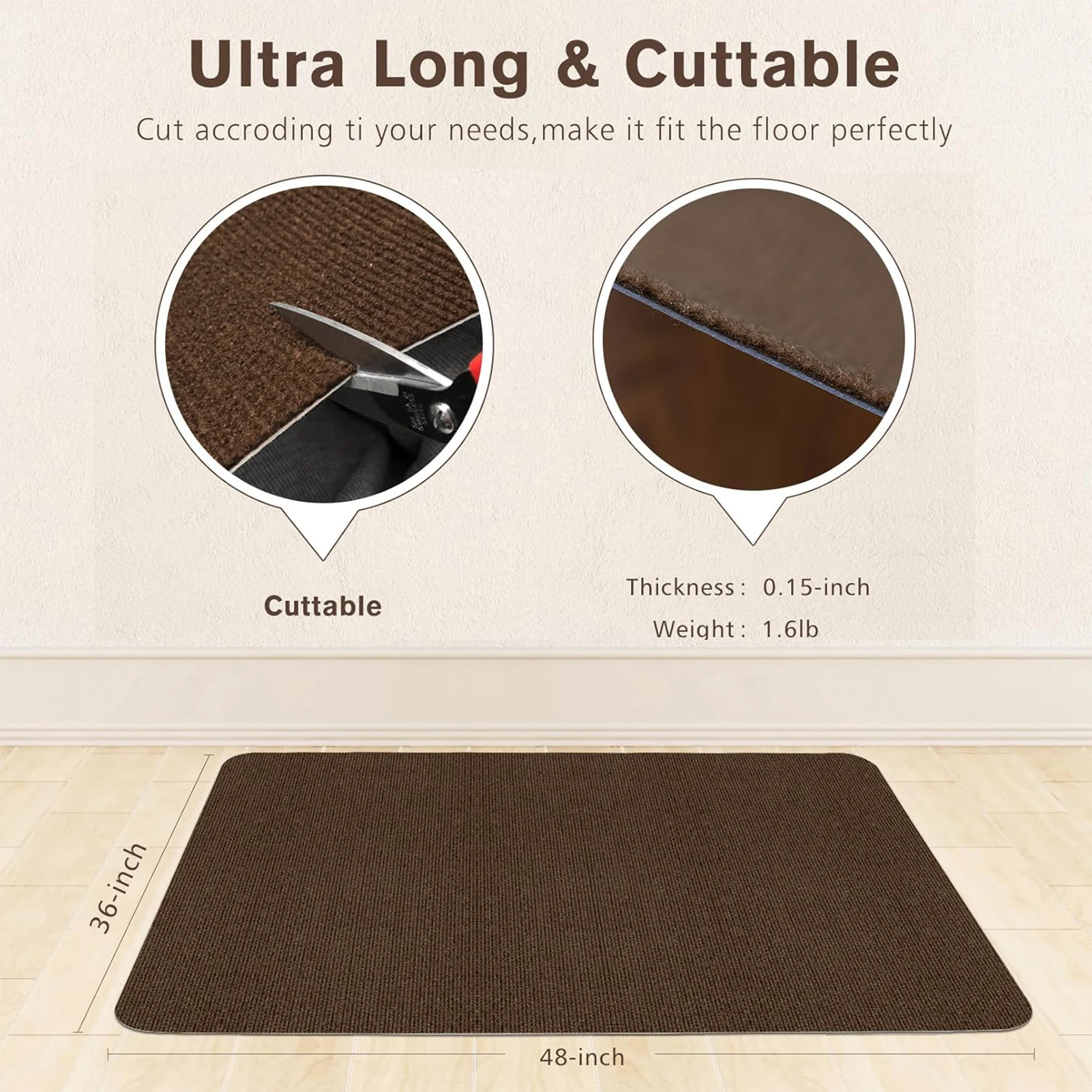 Alfombrilla rayada para silla de oficina en tamaño 90x120cm