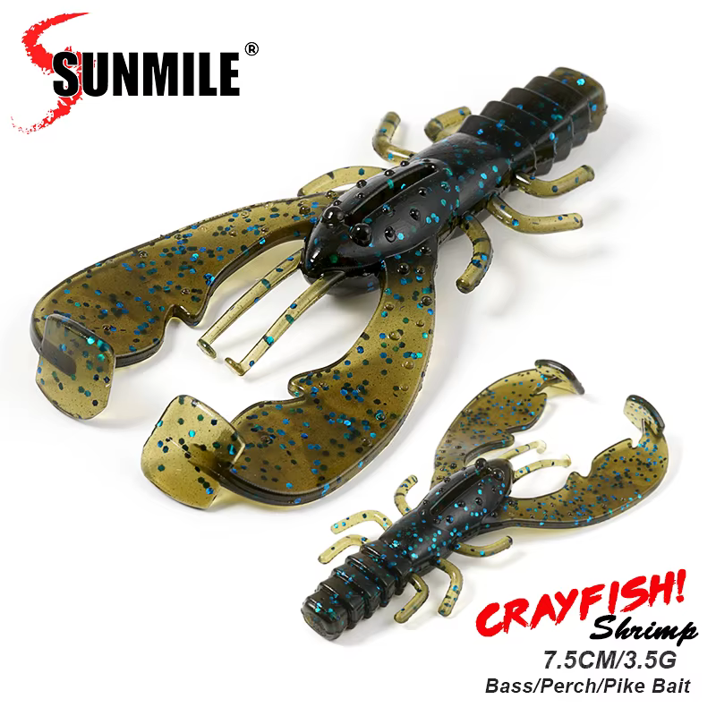 SUNMILE Señuelos blandos cangrejo/camarón 7,5 cm 3,5 g - 6 piezas