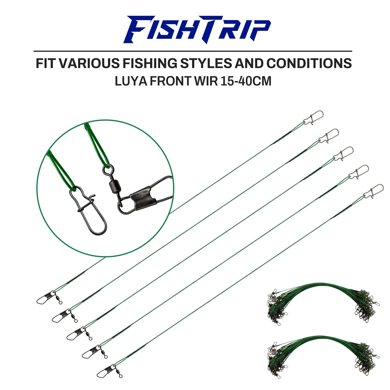 FishTrip Duo Lock de cable de acero con eslabones giratorios - imagen 4