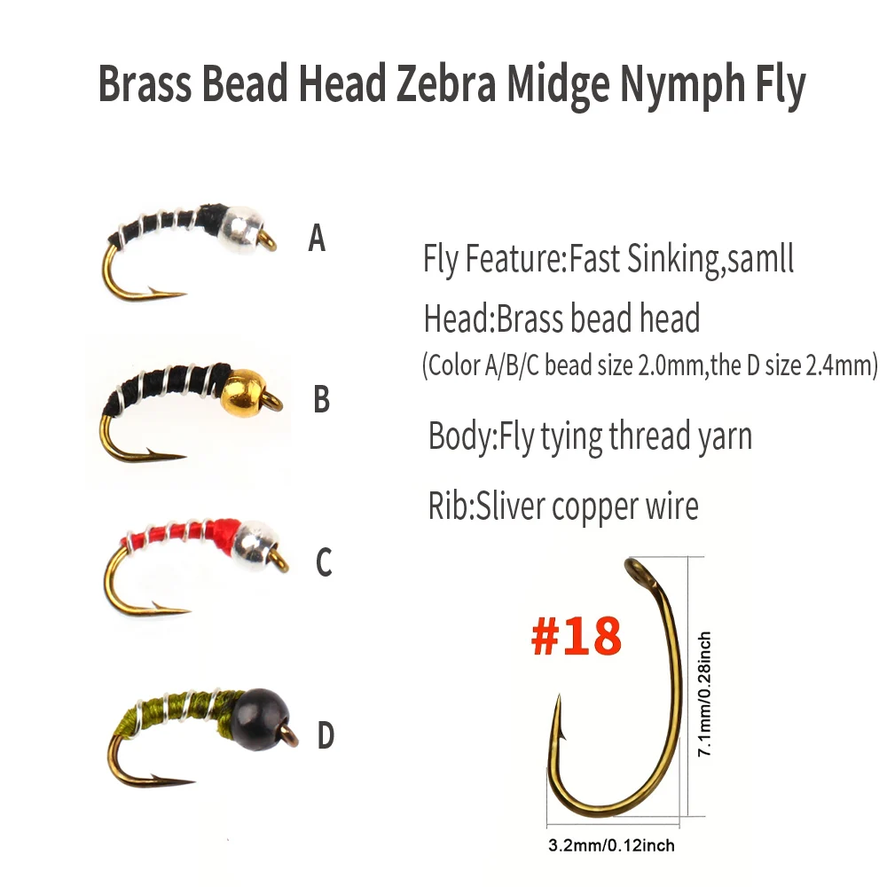 Vtwisn Ninfa Cebra Midge Emergente para mosca húmeda - imagen 2