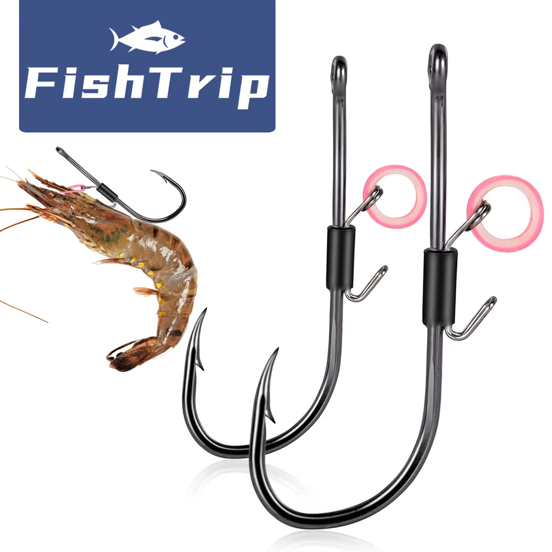 FishTrip Anzuelos para camarones vivos con soporte ancho individual y vinilo - imagen 3
