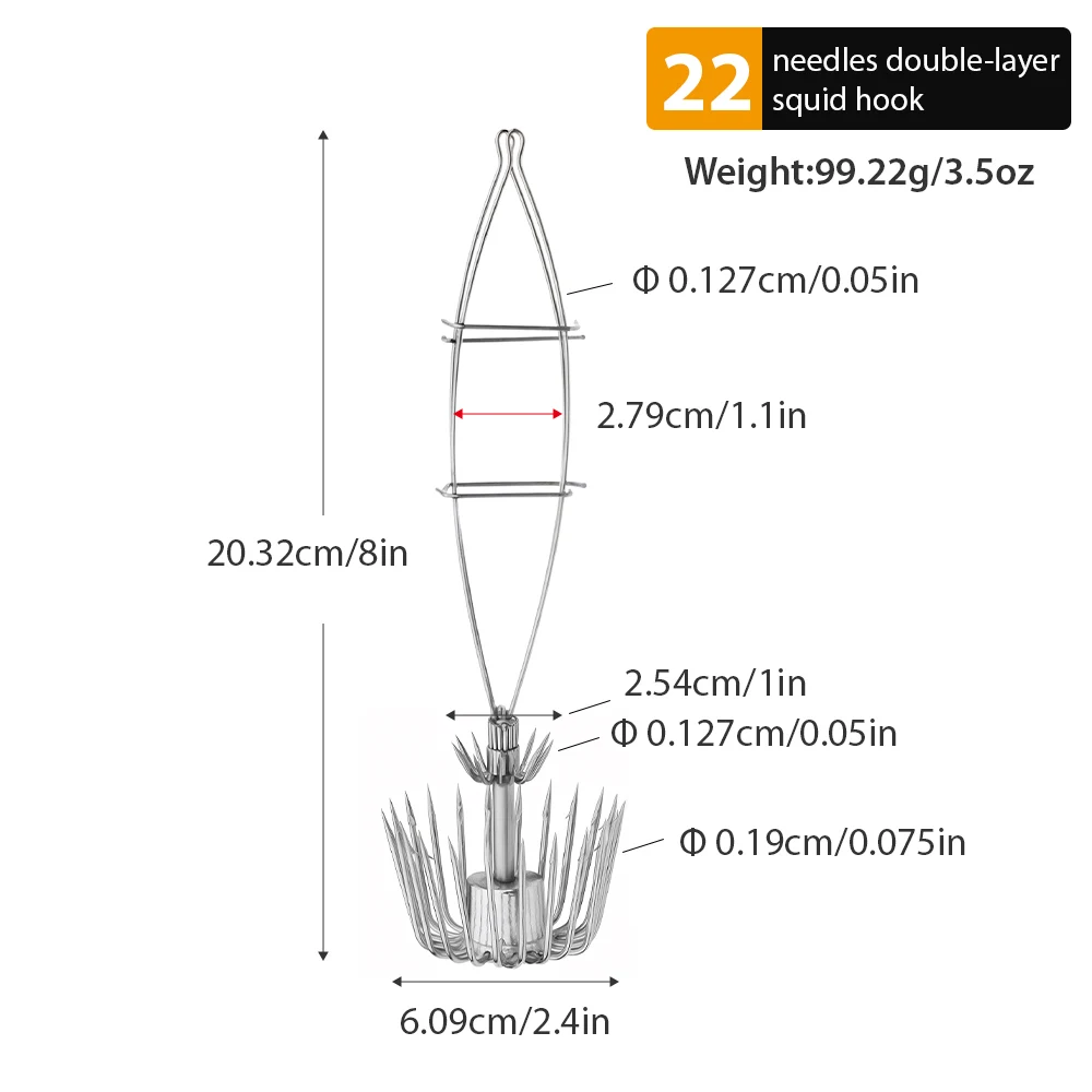 Anzuelo para calamar doble capa con púas, para agua salada - imagen 2