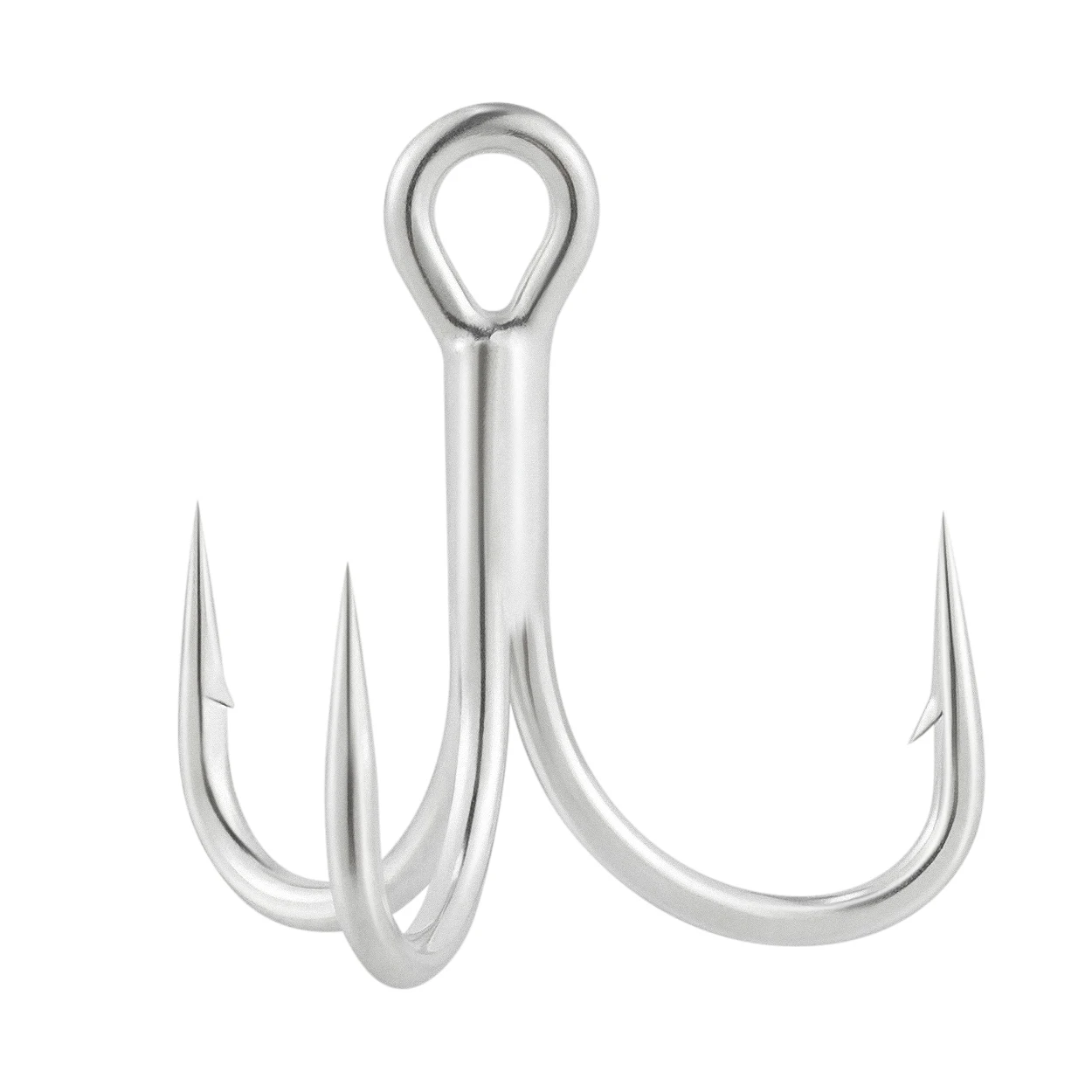 Detalle del ojo anular y curvatura ancha del anzuelo triple 4X