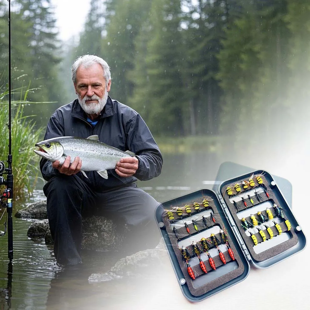 Kit de moscas artificiales secas y mojadas para pesca con mosca - imagen 2