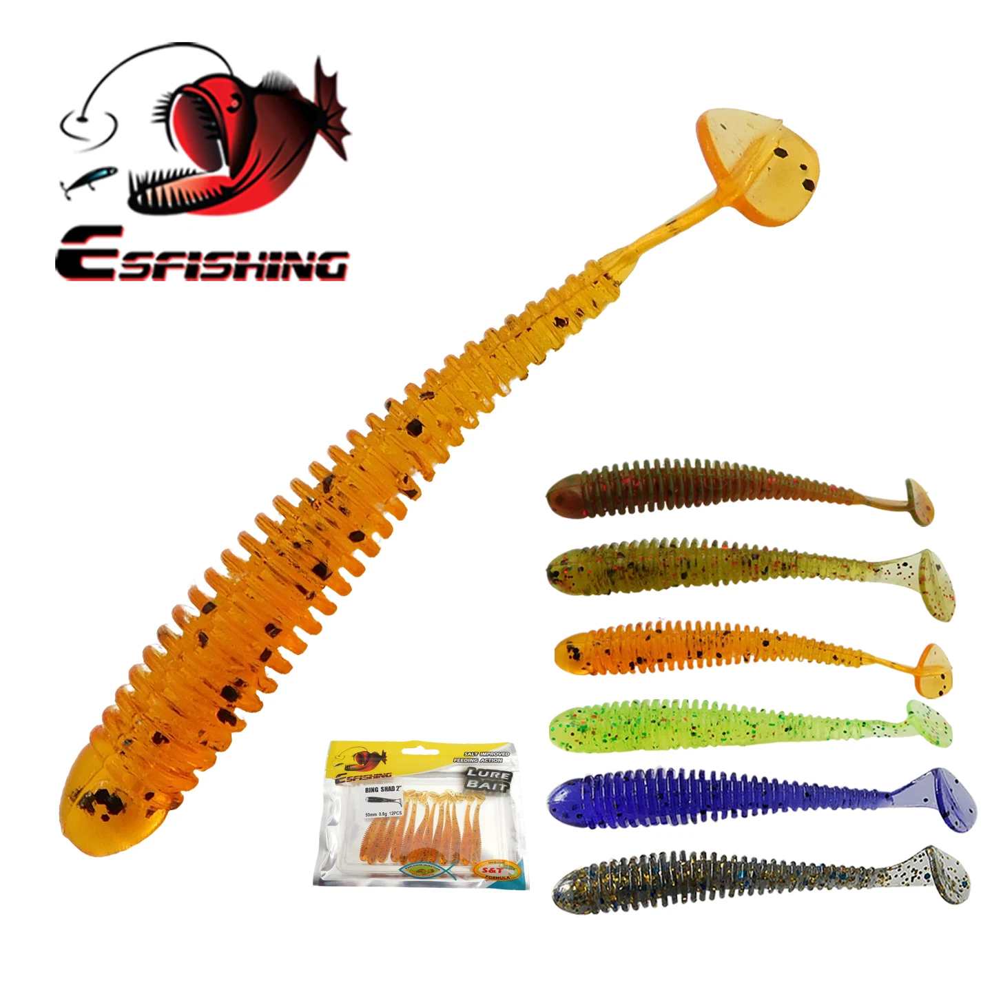 ESFISHING Swing Impact Ring Shad – Vinilo blando para lubina - imagen 2