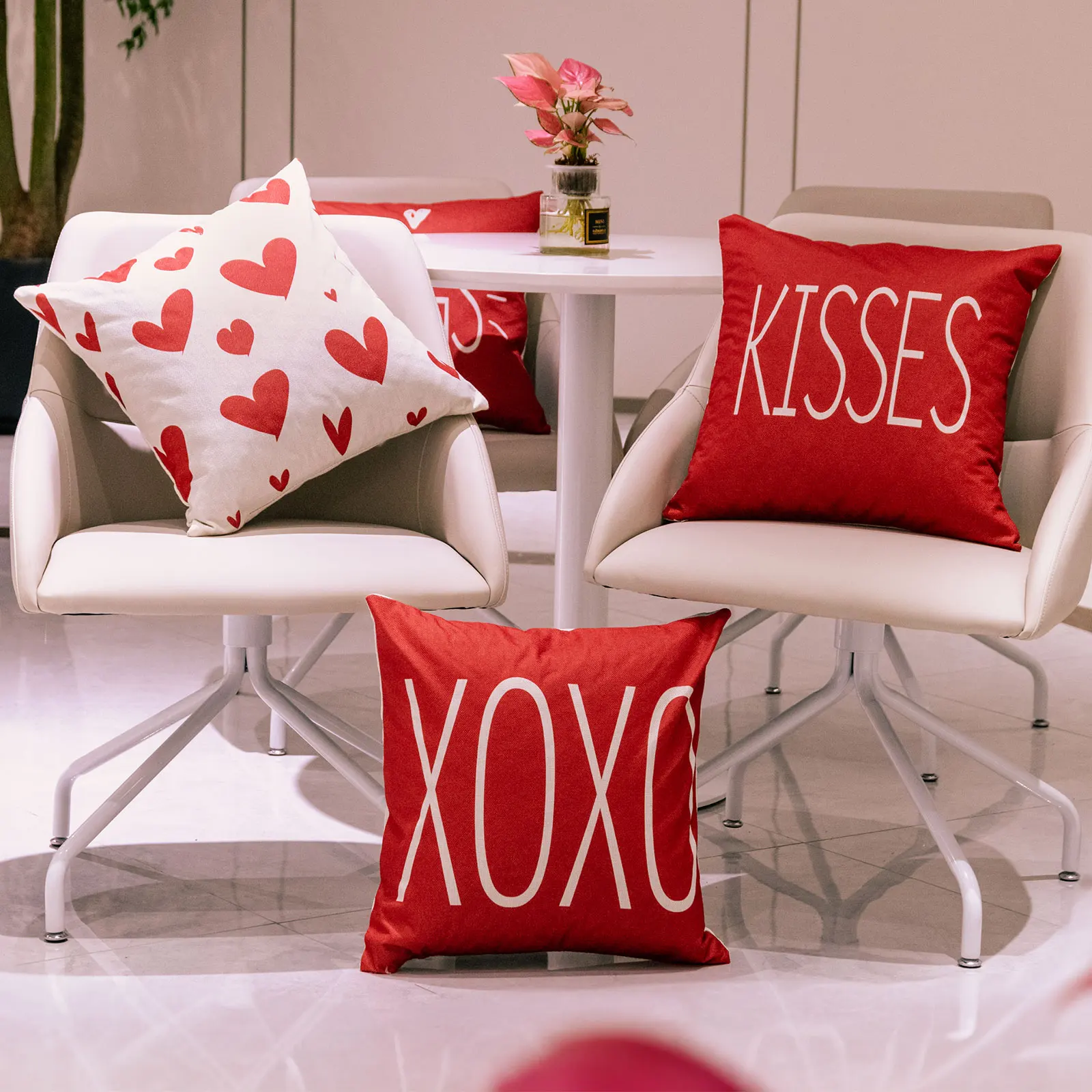 Fundas de almohada de lino rojo para sofá y dormitorio - imagen 3
