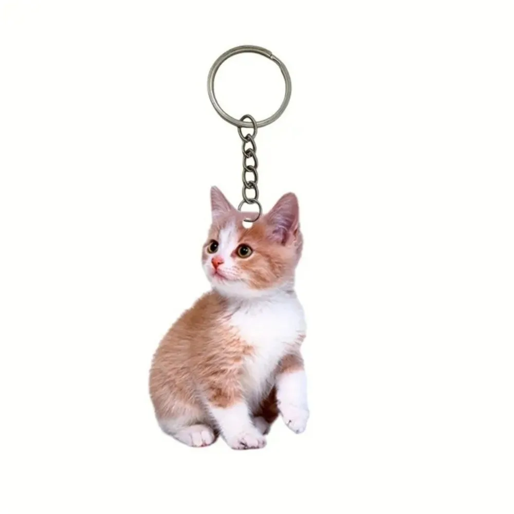 Llavero gato blanco y negro acrílico 2D doble cara – colgante - imagen 4
