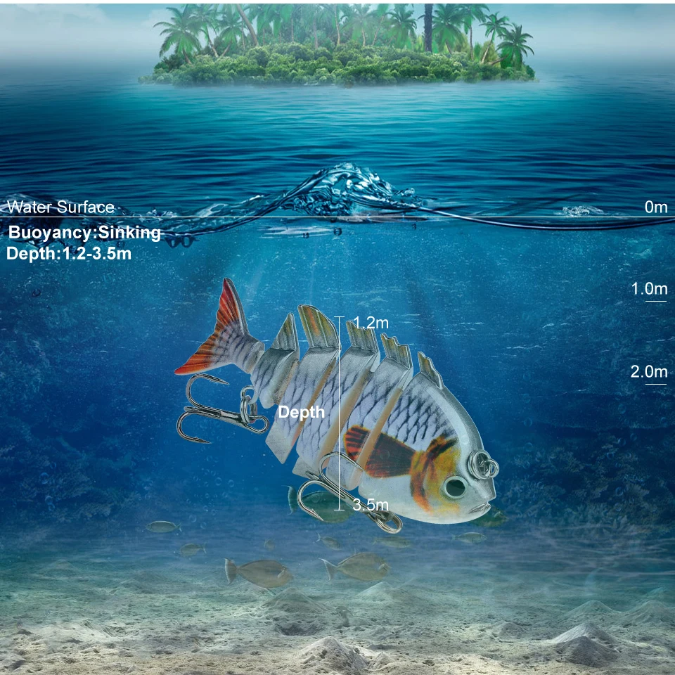 Señuelo crankbait articulado rígido Proberos de segmentos para pesca - imagen 3