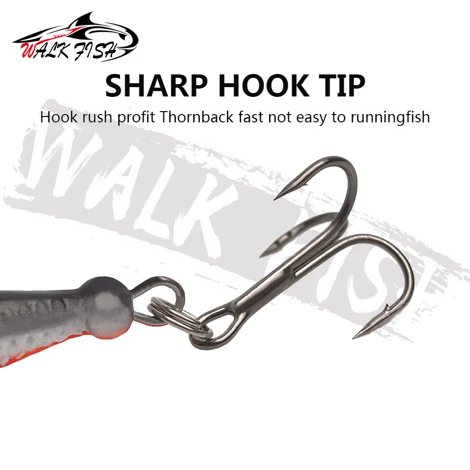 WALK FISH Señuelo cuchara metálica para lubina con anzuelos triples