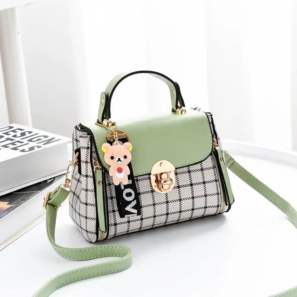 Bolso bandolera mujer de cuero PU a cuadros con solapa y hebilla