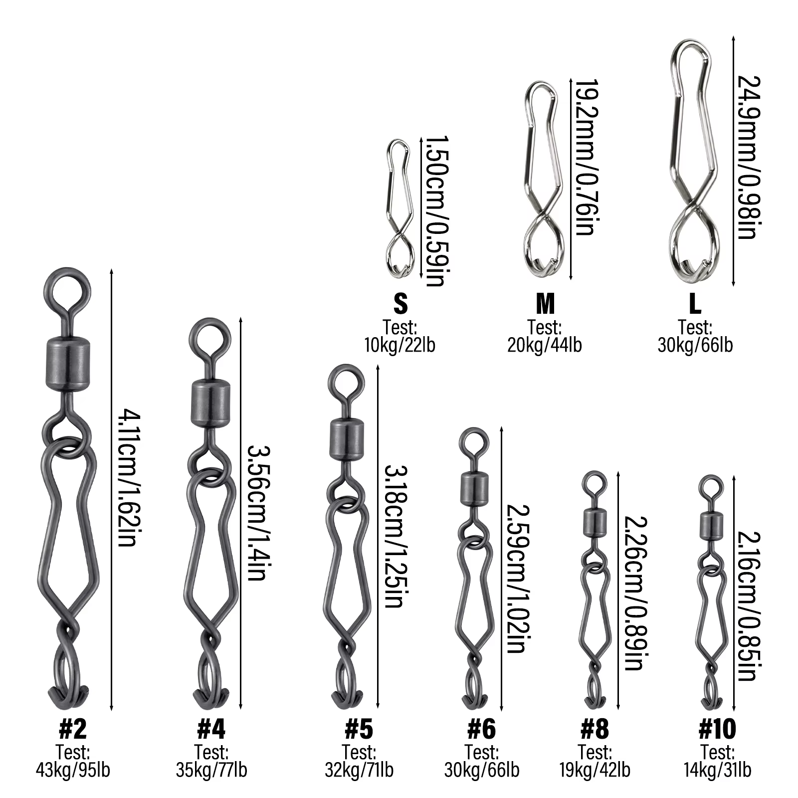 Clips de Cambio Rápido Acero Inoxidable para Anzuelos y Señuelos - imagen 2