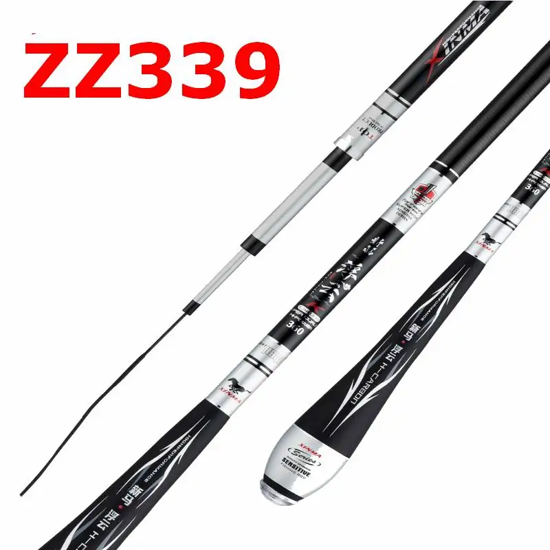 Caña ZZ339 de alto carbono, ultraligera, delgada para carpa y herabuna