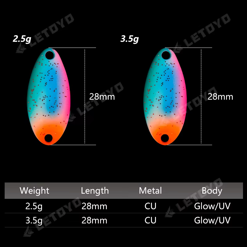 Spinner LETOYO UV doble paint 3,5g – Cuchara para trucha - imagen 3