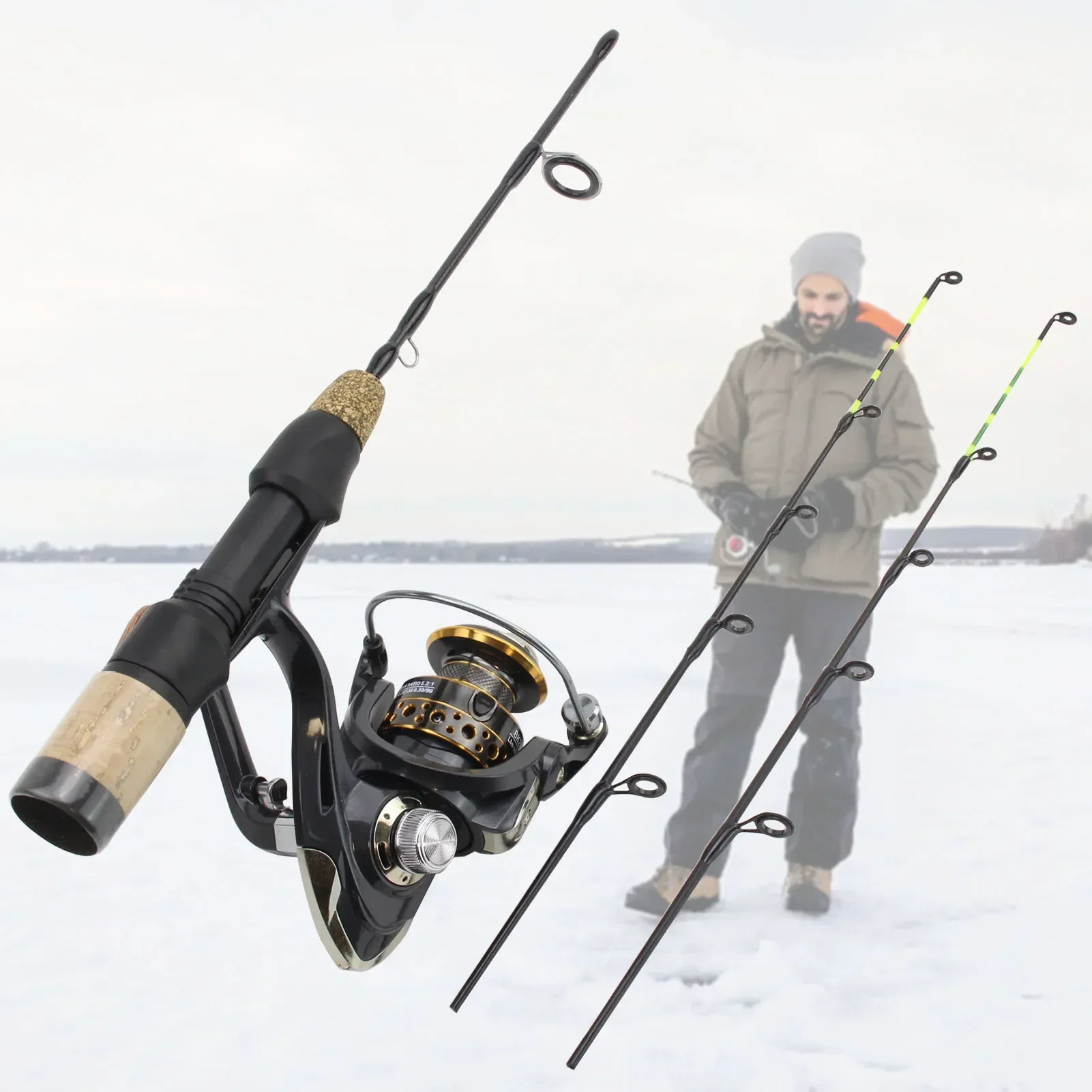 Caña para pesca en hielo con carrete - Fibra de carbono ligera - imagen 2