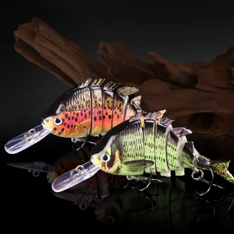 Señuelo swimbait mostrando su forma de S y segmentos articulados