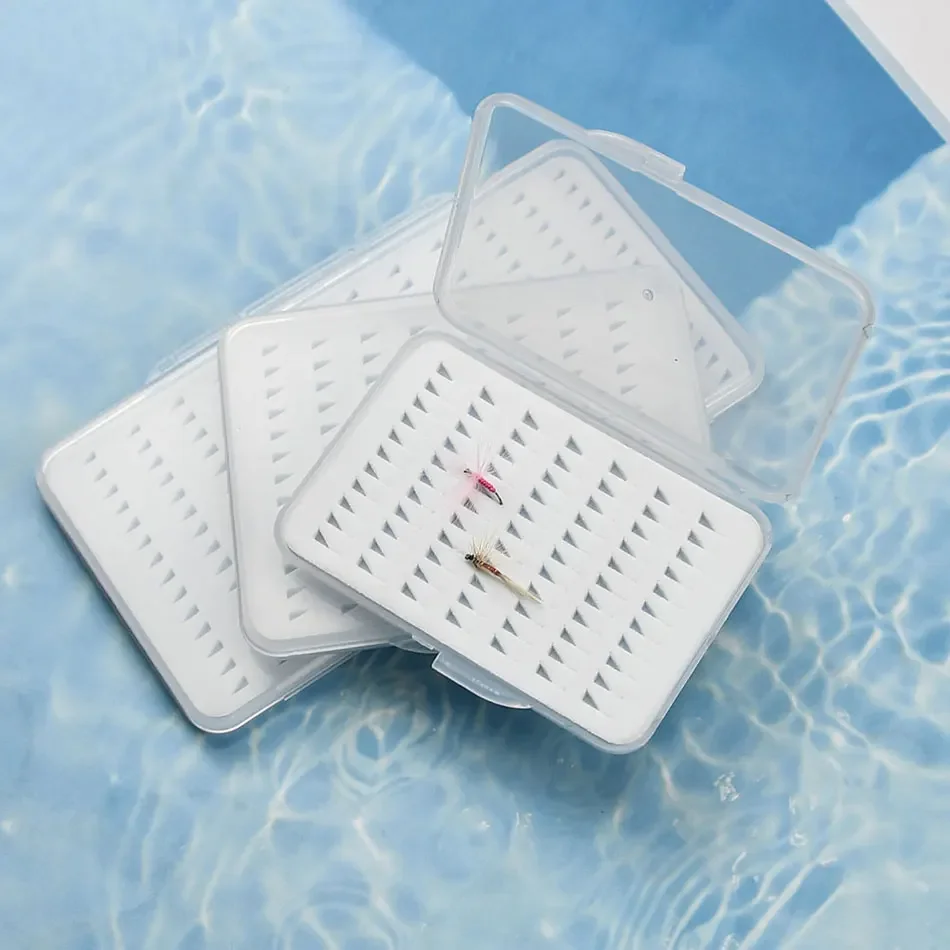 Caja transparente para organizar moscas de pesca