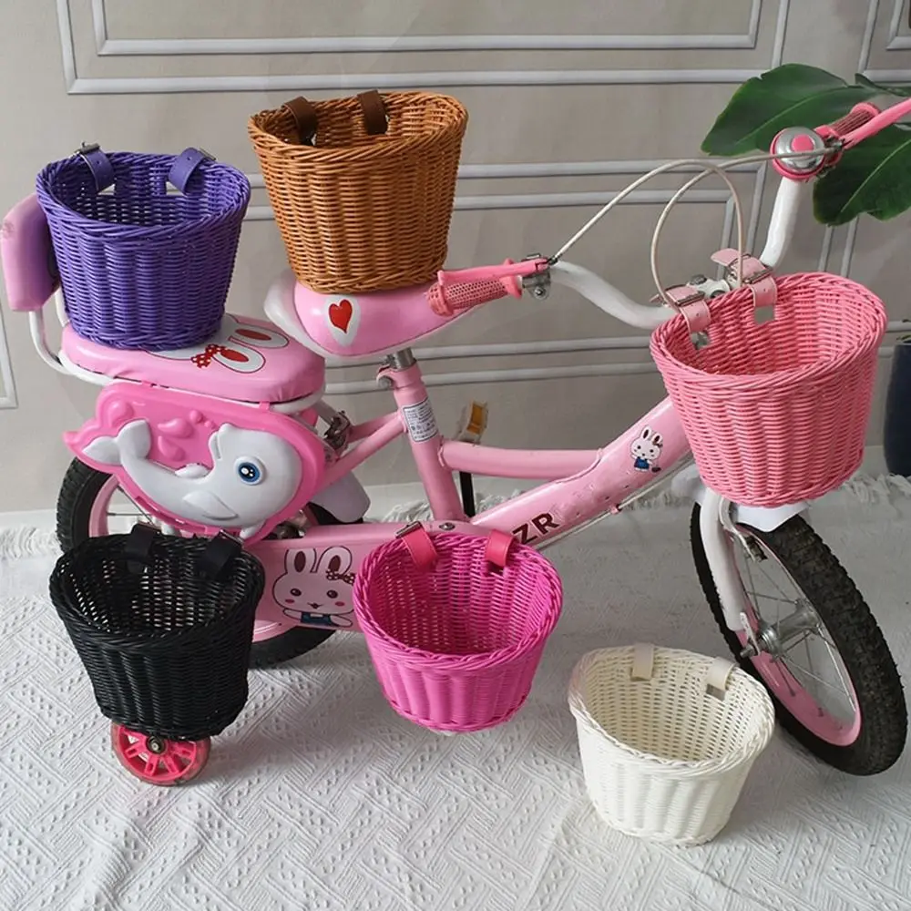 Cesta de bici de mimbre infantil con correa y funda de transporte - imagen 3