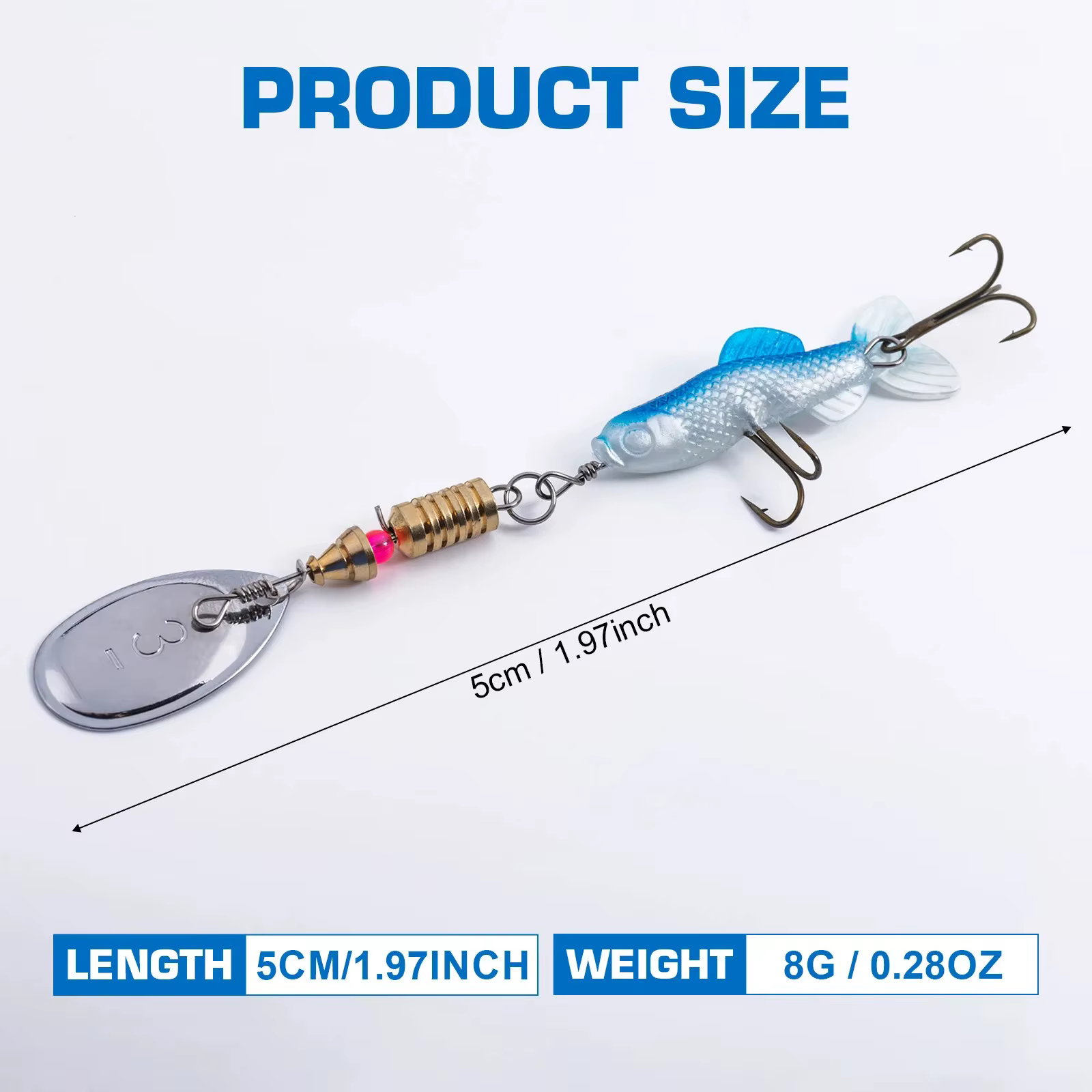 Spinnerbait Goture con cuchilla metálica y anzuelo triple inox