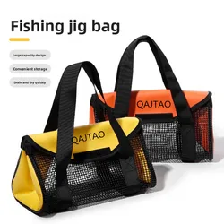 Bolsa de almacenamiento de pesca multifunción con malla de drenaje