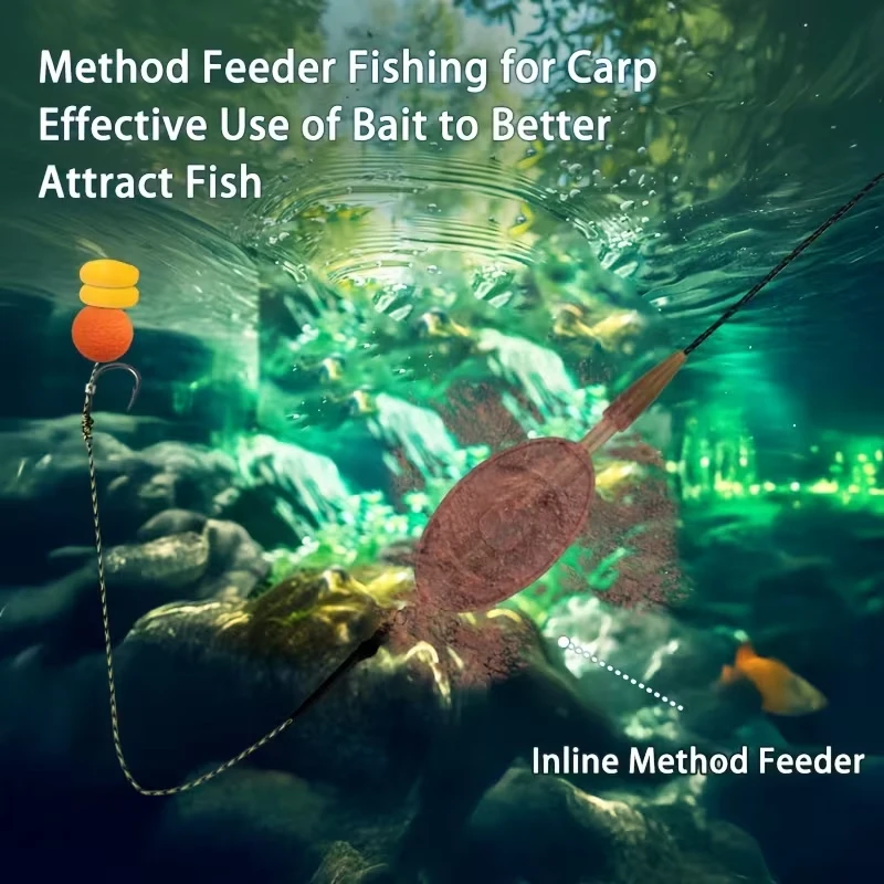 Kit feeder inline para carpa, jaula de groundbait para lanzado largo