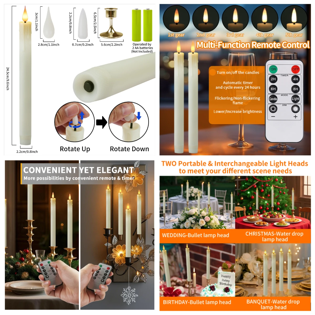 Grupo de velas LED en diferentes cantidades