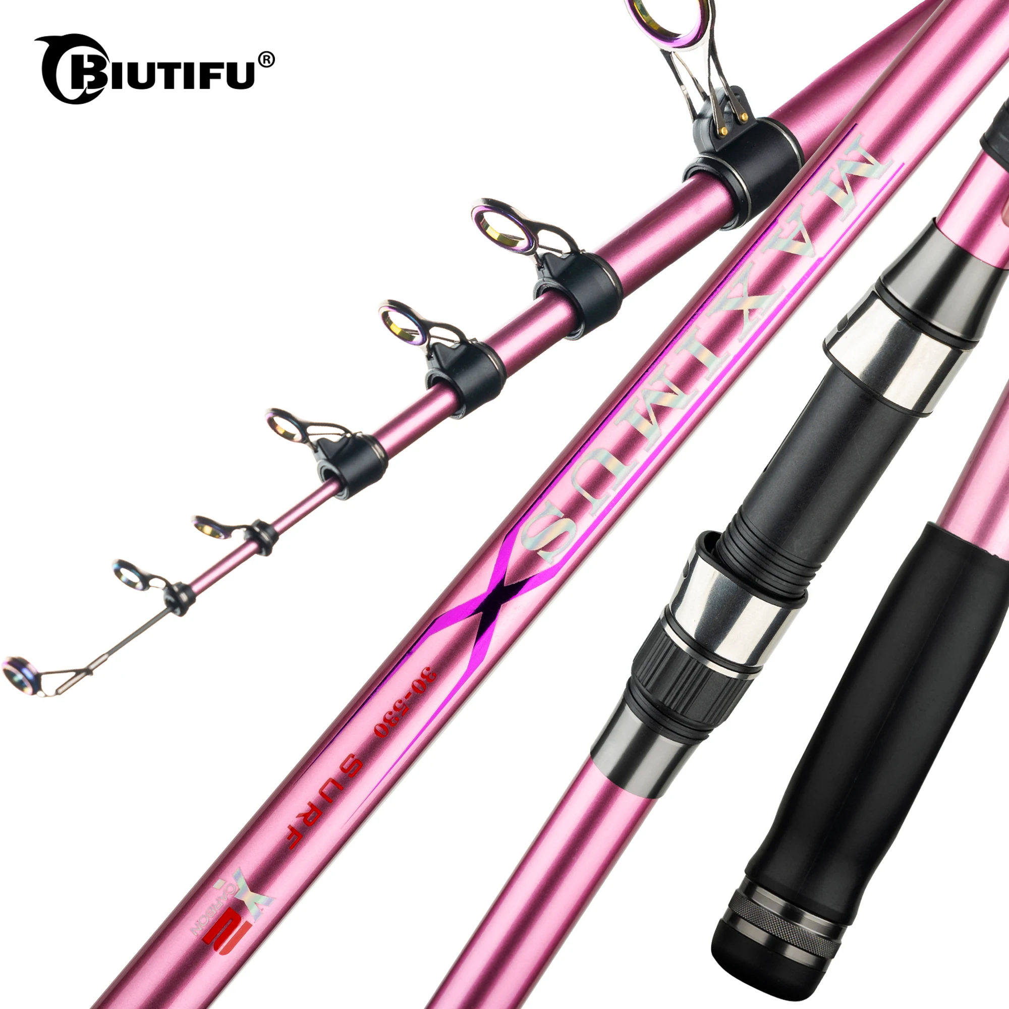 Caña telescópica surfcasting BIUTIFU MAXIMUS Traveller de carbono T800