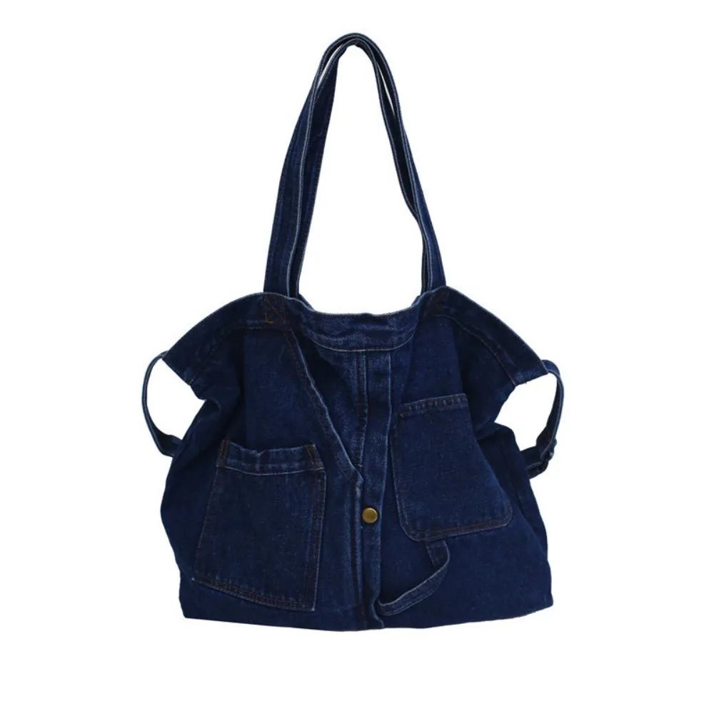 Bolso de tela vaquera con cremallera cuadrado azul unisex - imagen 3