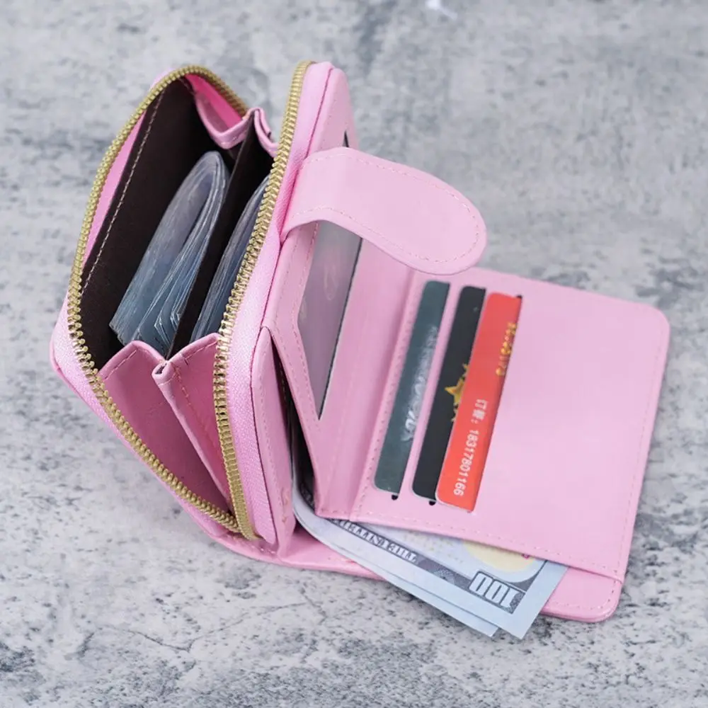 Monedero vintage de cuero PU aceitado con cremallera mini para mujer
