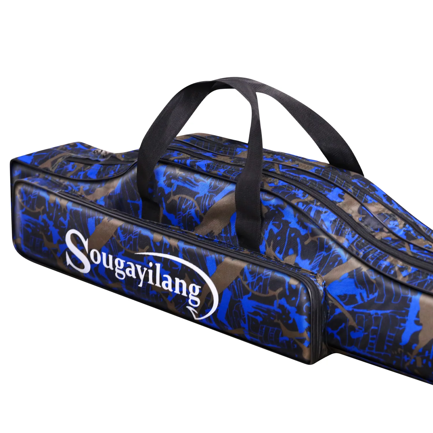 Bolsa de almacenamiento para cañas de pescar Sougayilang en color negro con cremallera visible