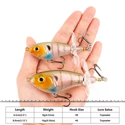 Wobbler Topwater Hercules Doble Pala – 6,5 cm 9 g