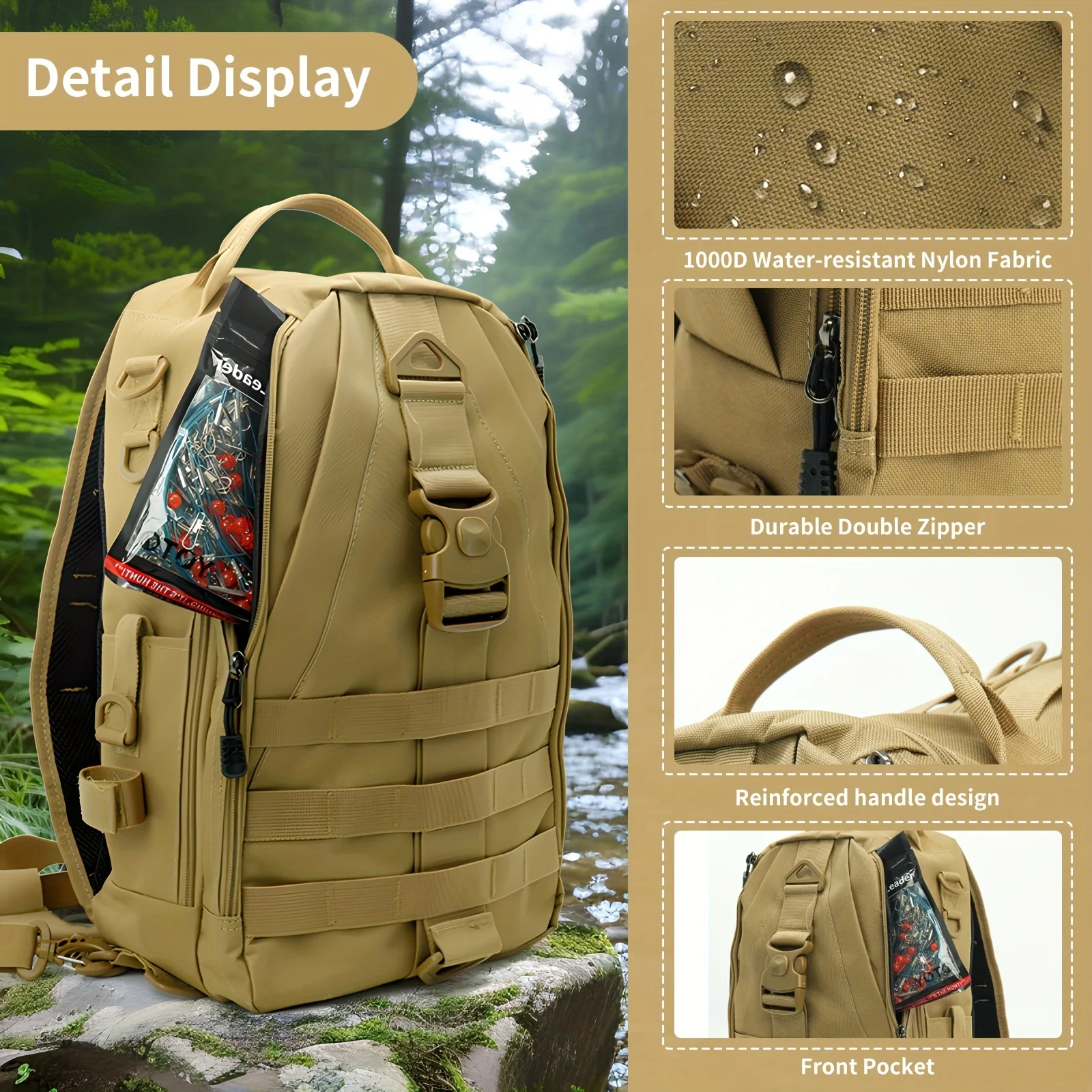 Mochila impermeable YOTO para pesca – Diseño ligero con organizador - imagen 4