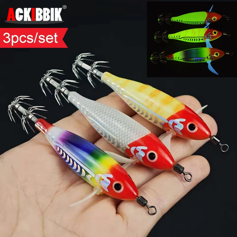 Señuelo pulpo luminoso horizontal Ackibbik con anzuelo para agua salada - imagen 2