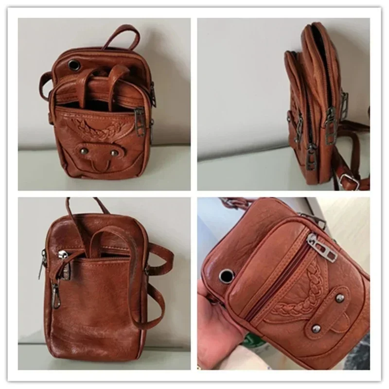 Bolso bandolera piel retro occidental textura suave - imagen 2