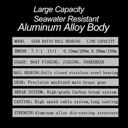 Carrete Jigging Aluminio Teaser 7.1:1 – 11+1 rodamientos para litoral