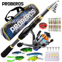 Proberos Kit combinado carrete giratorio y caña giratoria pesca