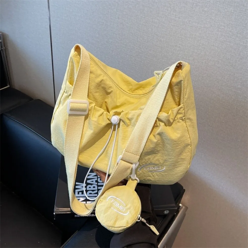 Bolso tote de lona nailon con cordón y bandolera grande para mujer - imagen 2